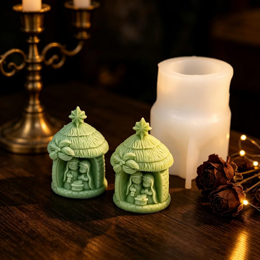 Model Kit Cement - Christmas Thatched House Silicone Candle Mold,
