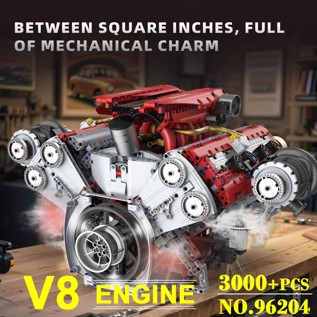 Motorized V8 Engine 3201Pcs Bu - Model Kit V8 recension och pris